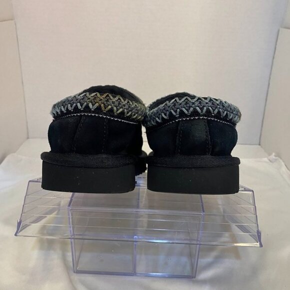 UGG Tasman Suede Shearling Lined Slip-On Slippers Black Cozy Braid Trim Women 7 - Picture 9 of 14